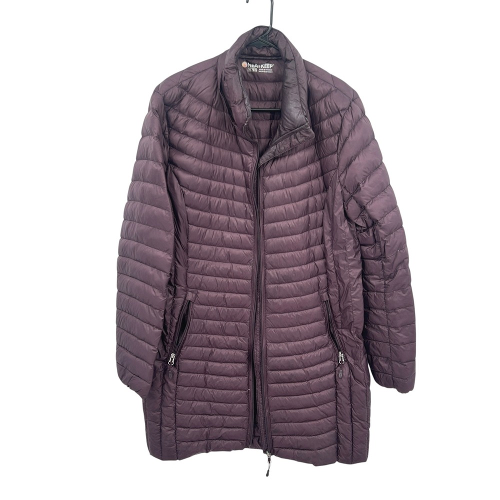 Down Puffer Jacket XL Maroon Lightweight Quilted Zip Insulated Gorpcore‎